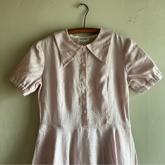 Cotton Candy Wear - Grace pink linen short sleeve dress - Picture 2 of 8